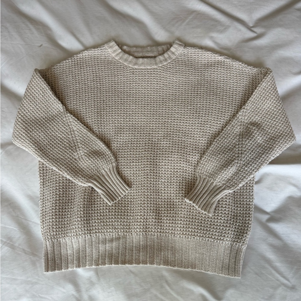 American Eagle Outfitters Textured Knit Sweater in Cream